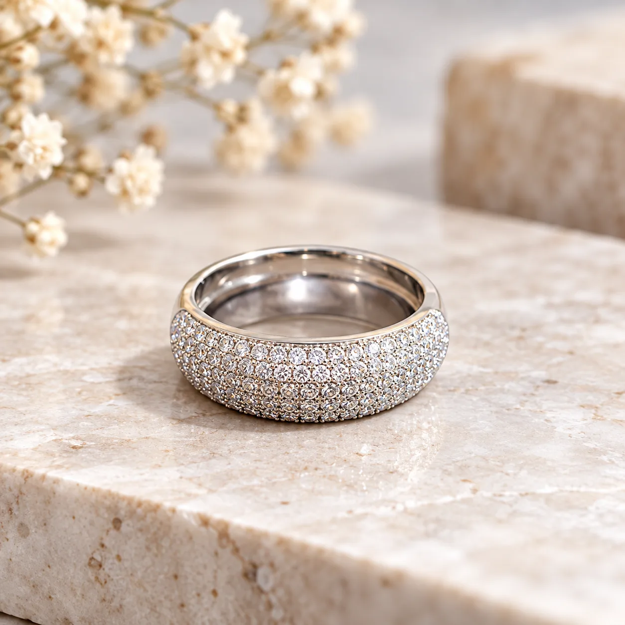 Silver Ring with Sparkling Stones